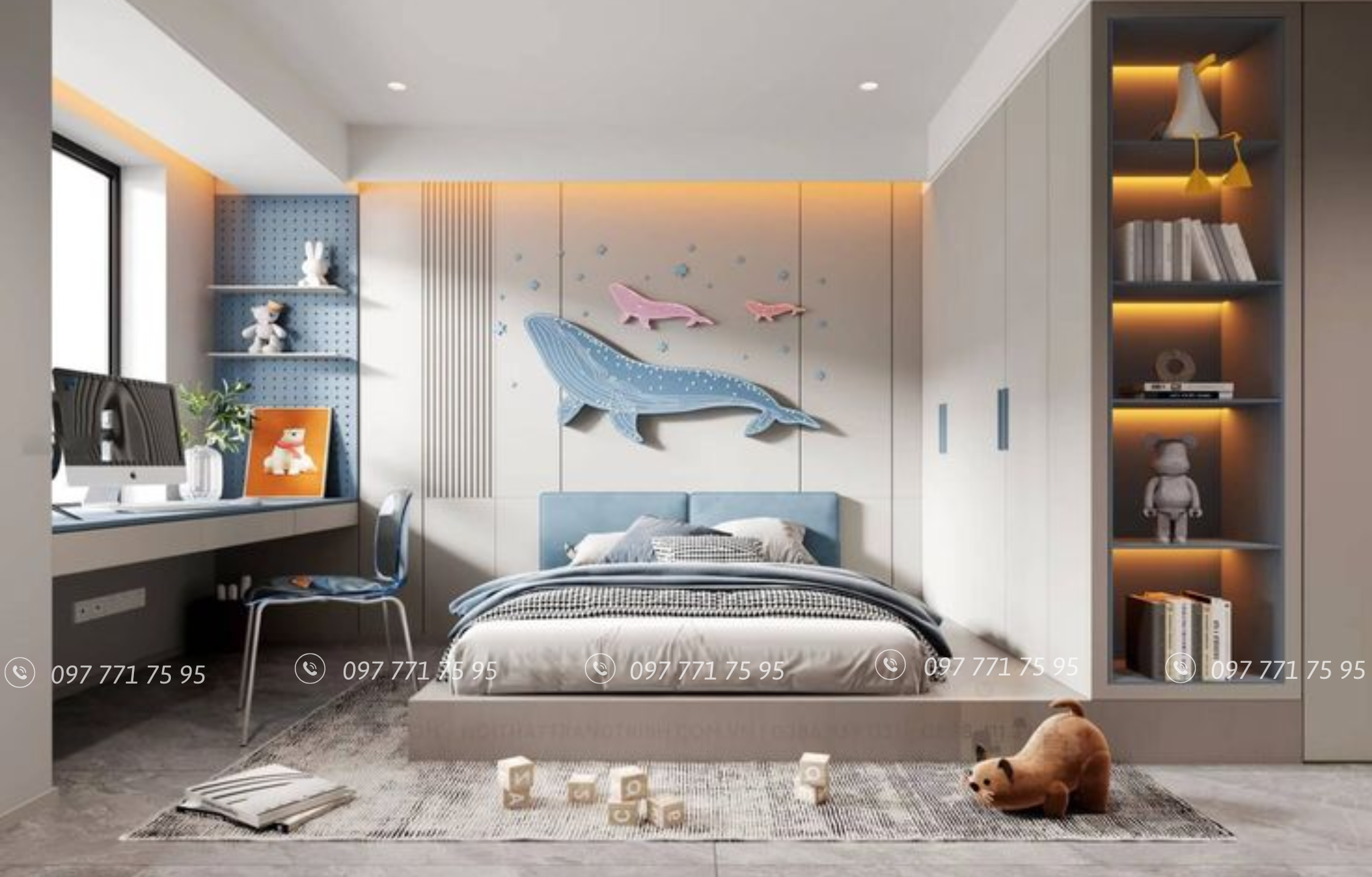 Nội thất nhà phố 2 tầng bắt kịp xu hướng 2025 14 Phòng ngủ bé trai - nội thất nhà phố 2 tầng
