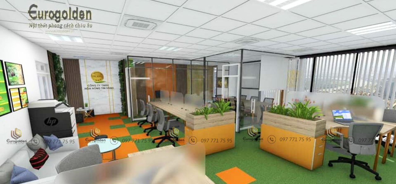 thiết kế thi công nội thất văn phòng Hóa Nông Tín Vàng